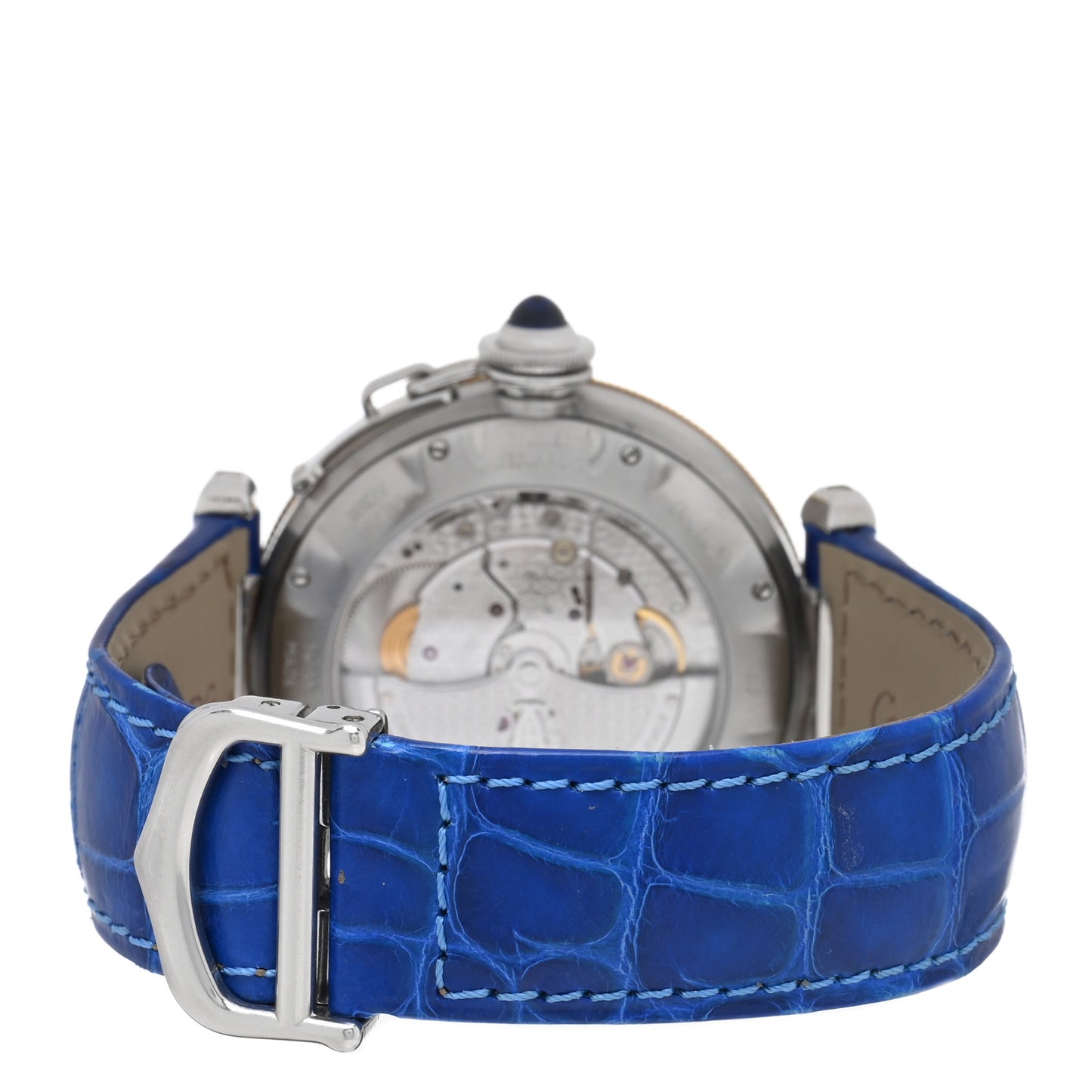 Stainless Steel 18K Yellow Gold Alligator 38mm Pasha C Automatic Watch Blue