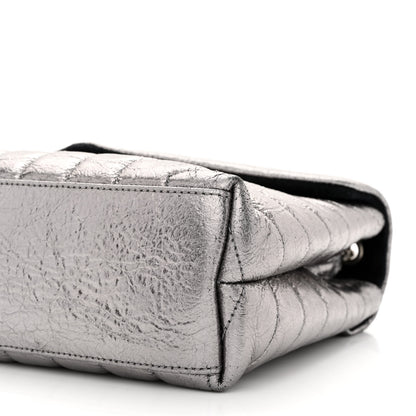 Saint Laurent Metallic Calfskin Y Quilted Monogram Small Loulou Chain Satchel Acciaio 10 of 13