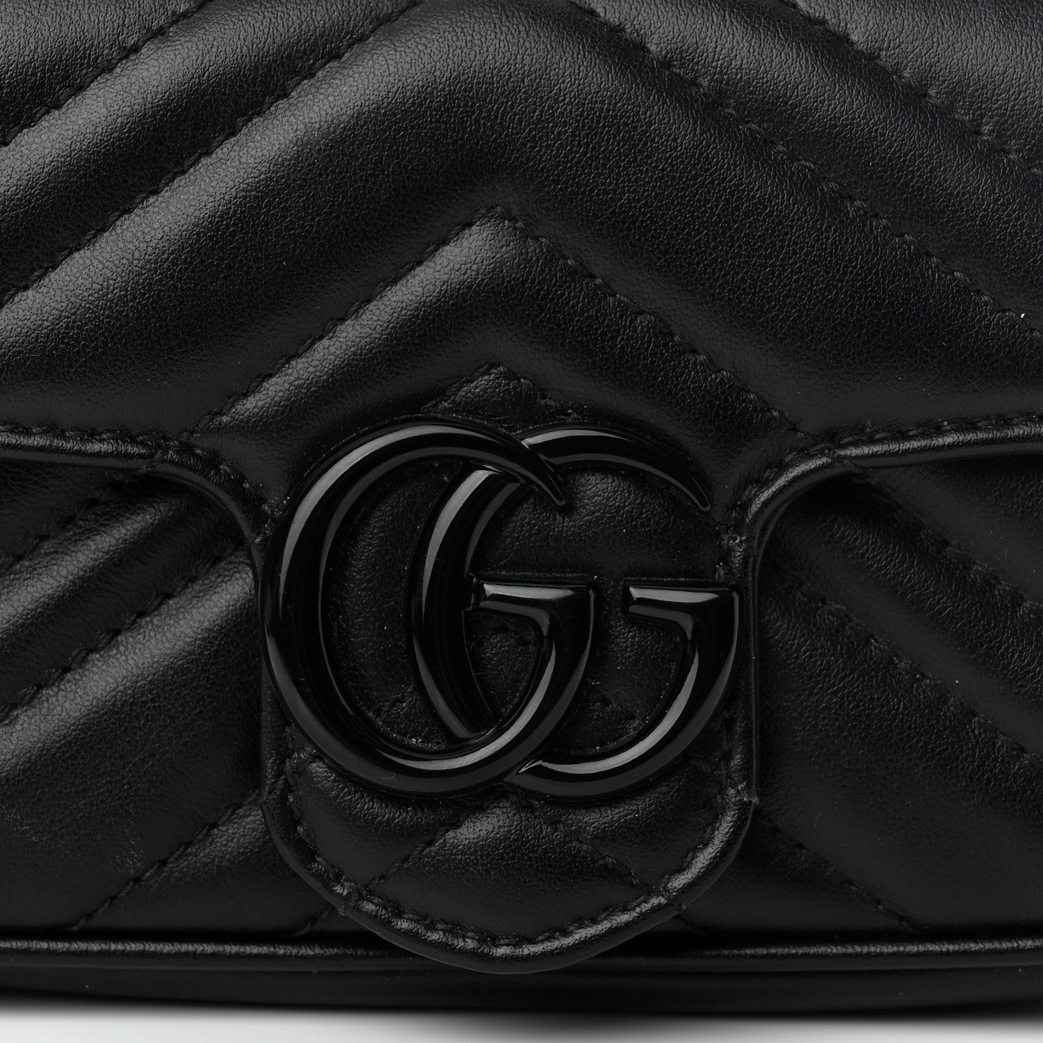 Gucci Calfskin Matelasse Monochrome GG Marmont Chain Belt Bag Black 8 of 12