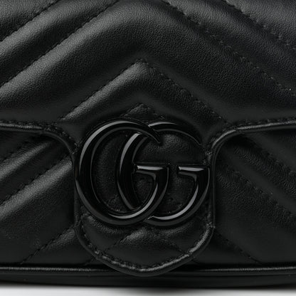 Gucci Calfskin Matelasse Monochrome GG Marmont Chain Belt Bag Black 8 of 12