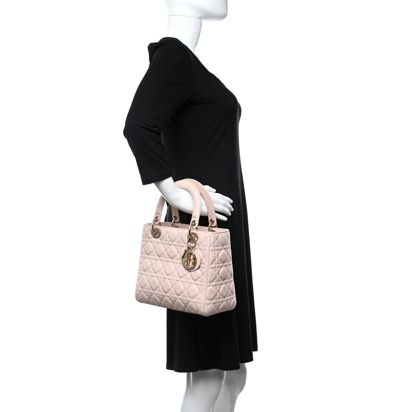Lambskin Cannage Medium Lady Dior Light Pink
