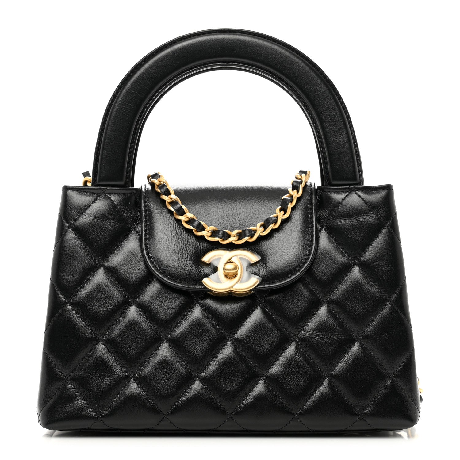 Chanel Shiny Aged Calfskin Quilted Nano Kelly Shopper Black 1 of 10