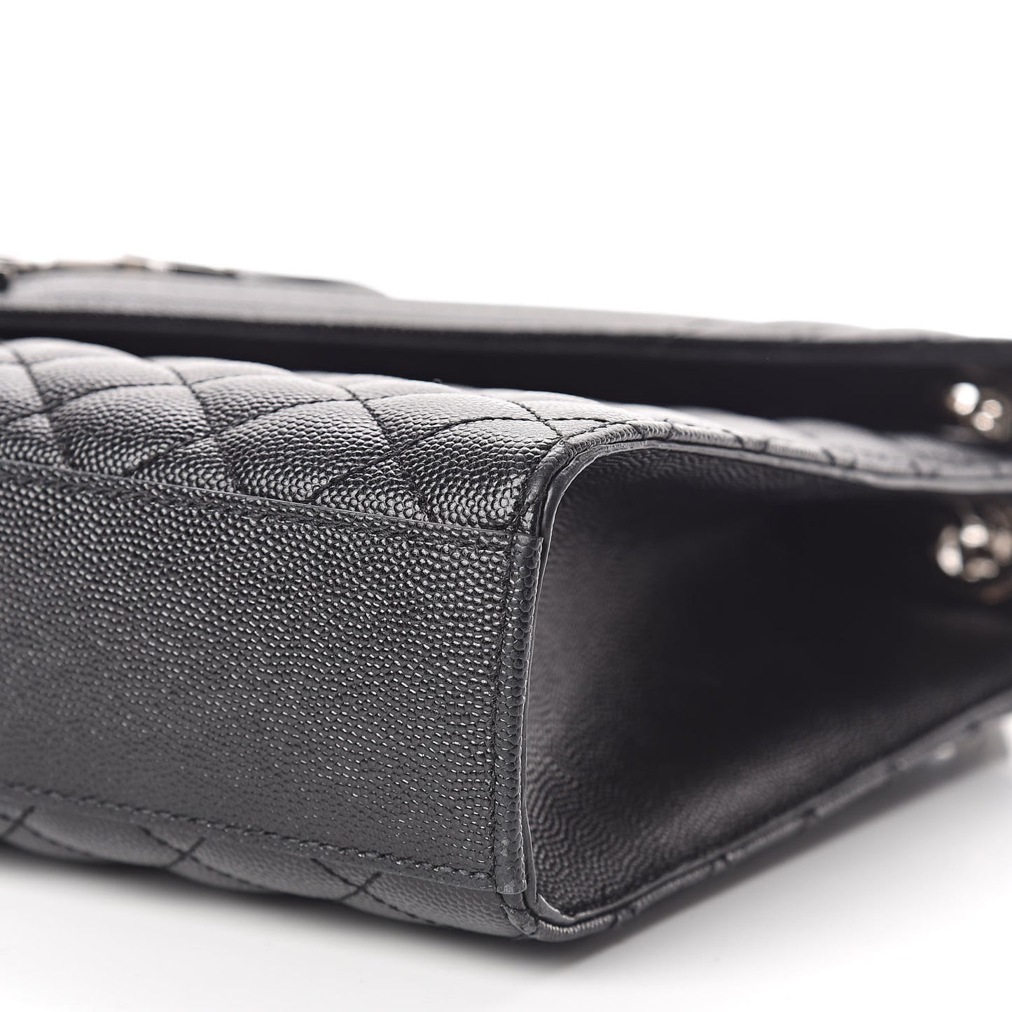 Grain De Poudre Textured Mixed Matelasse Large Triquilt Monogram Satchel Black