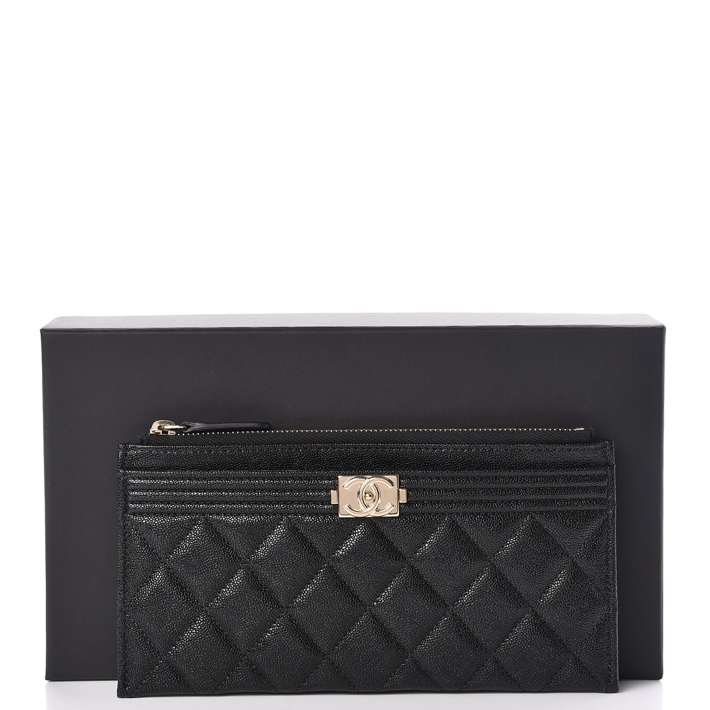 Caviar Quilted Classic Zip Boy Pouch Black