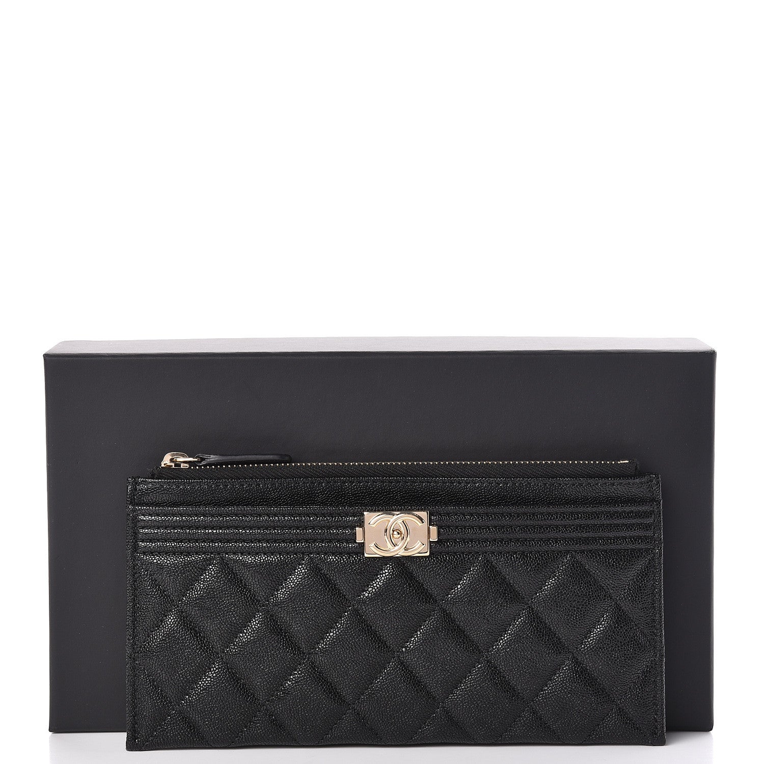Chanel Caviar Quilted Classic Zip Boy Pouch Black 8 of 8