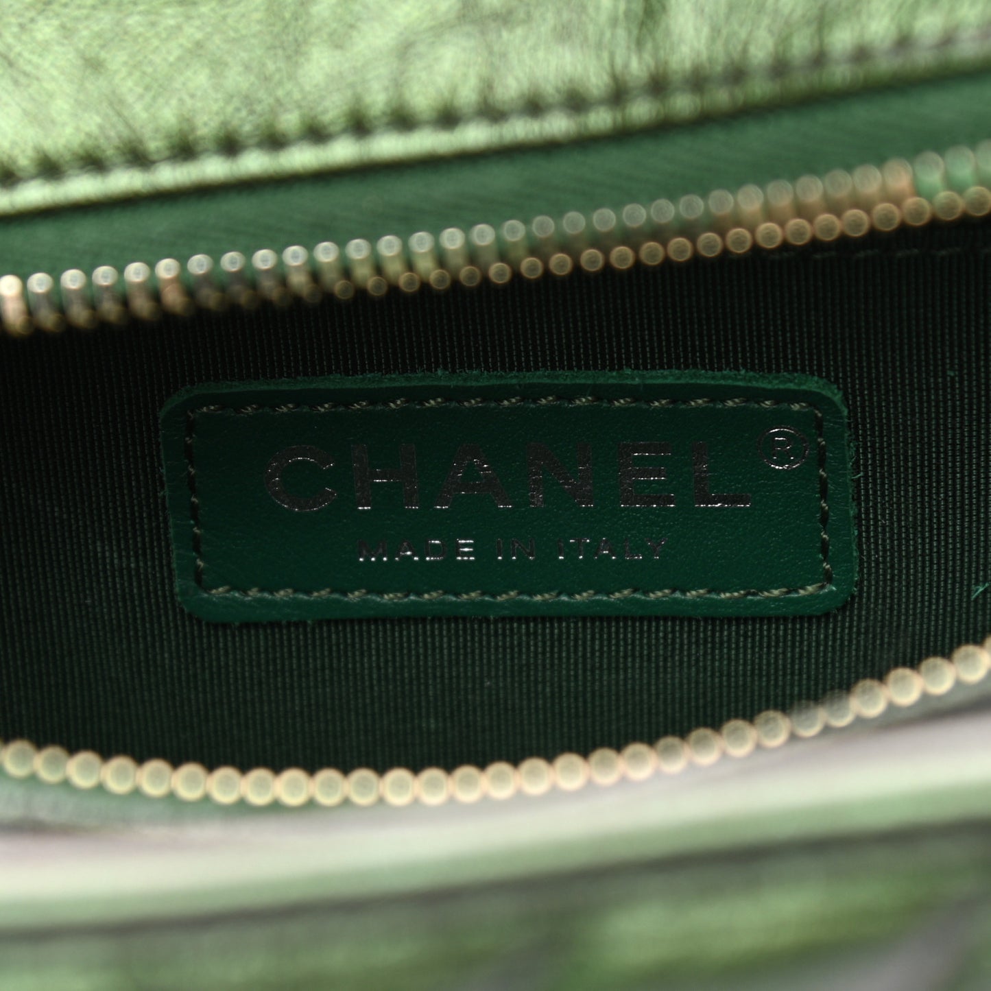 Metallic Calfskin Chevron Quilted Small Gabrielle Hobo Green
