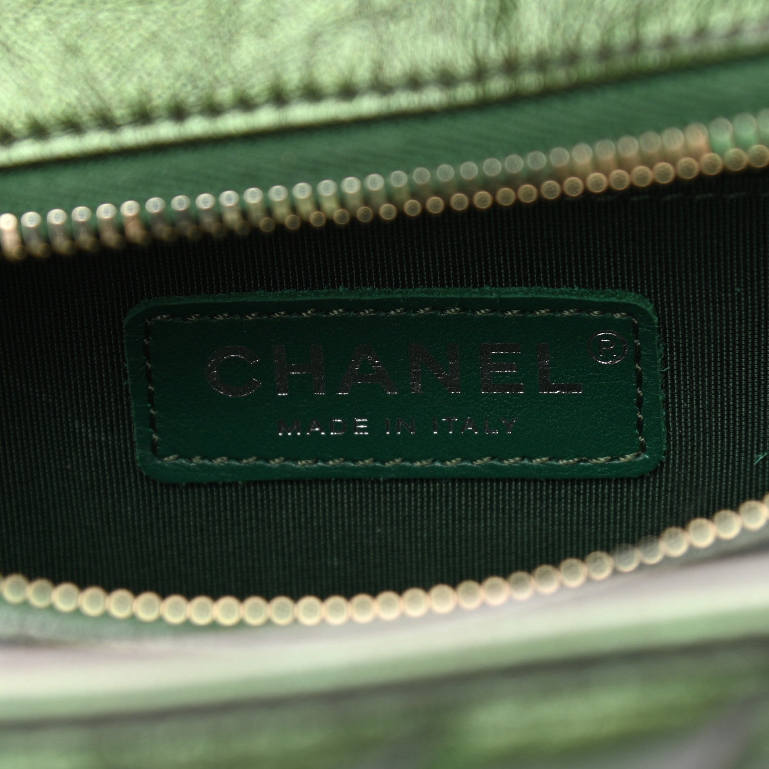 Chanel Metallic Calfskin Chevron Quilted Small Gabrielle Hobo Green 6 of 11