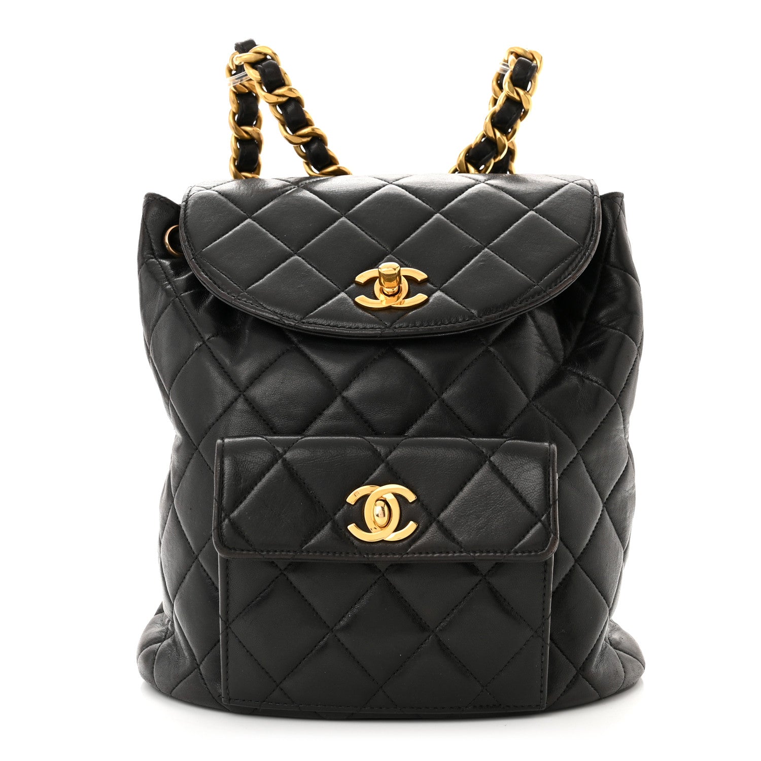 Chanel Lambskin Quilted Drawstring Backpack Black 1 of 10