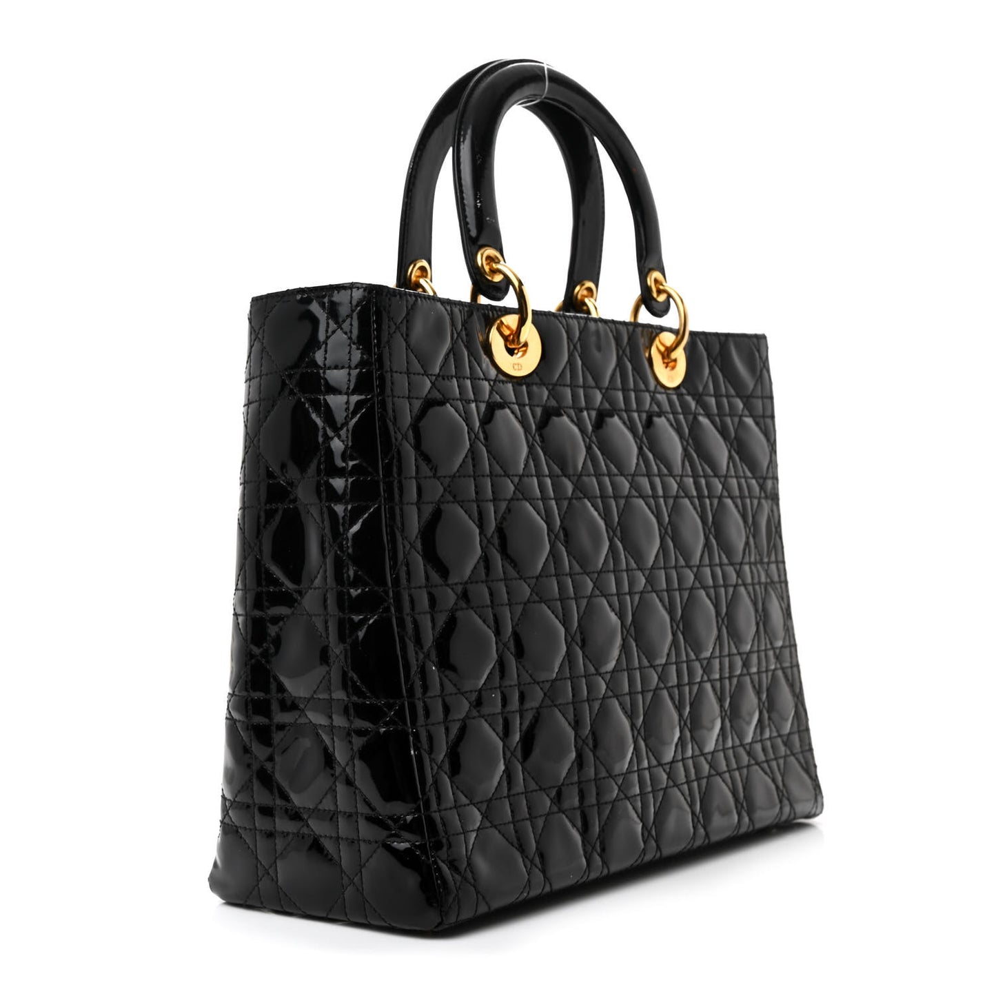 Patent Cannage Large Lady Dior Black