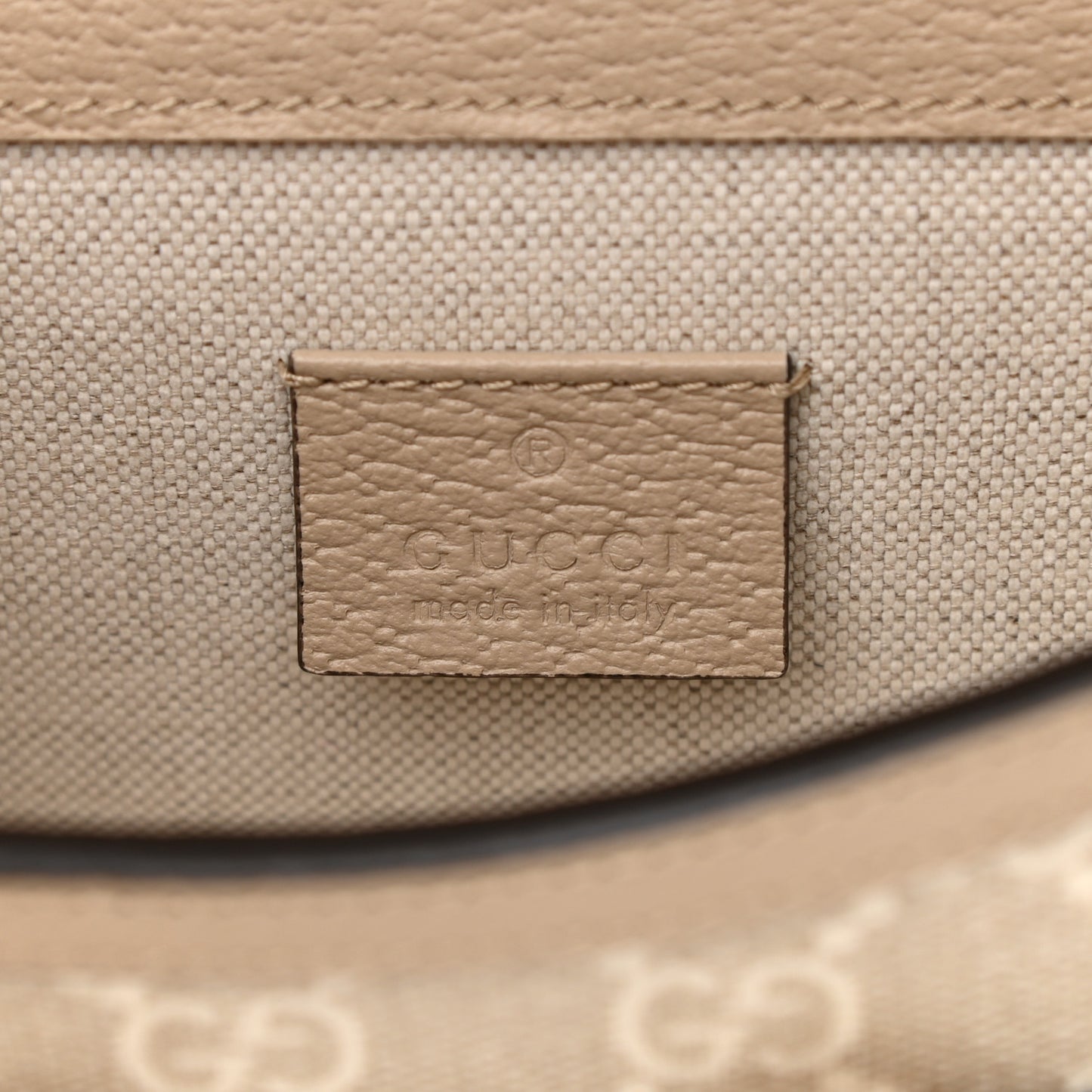 GG Supreme Monogram Textured Dollar Calfskin Mini Horsebit 1955 Shoulder Bag Beige Mystic White Oatmeal
