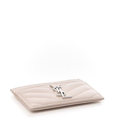 Saint Laurent Grain De Poudre Matelasse Chevron Monogram Credit Card Case Rose Poudre 3 of 7