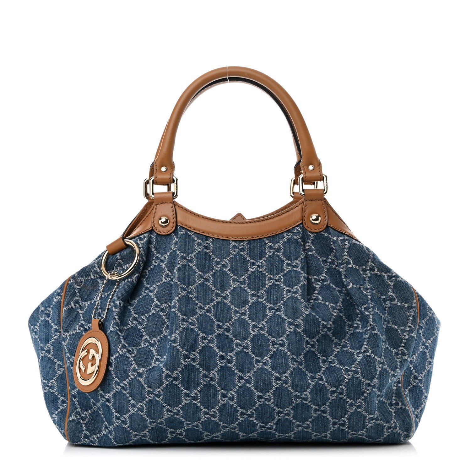 Gucci Denim Monogram Medium Sukey Tote Blue 1 of 19