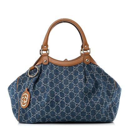 Gucci Denim Monogram Medium Sukey Tote Blue 1 of 19
