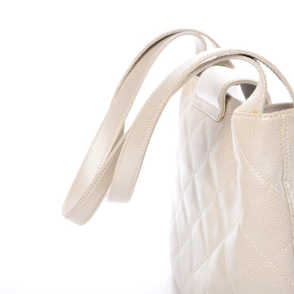 Chanel Metallic Caviar Quilted Shoulder Bag White 13 of 14