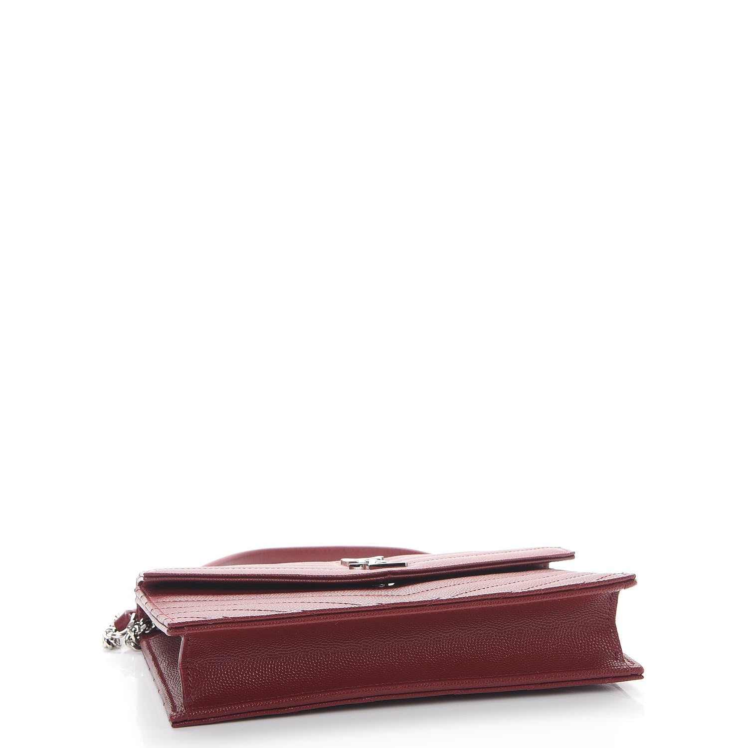 Saint Laurent Grain De Poudre Matelasse Chevron Monogram Envelope Chain Wallet Palissandre 4 of 9