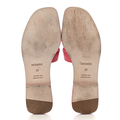 Hermes Calfskin Oran Sandals 37 Rouge Bali 6 of 19