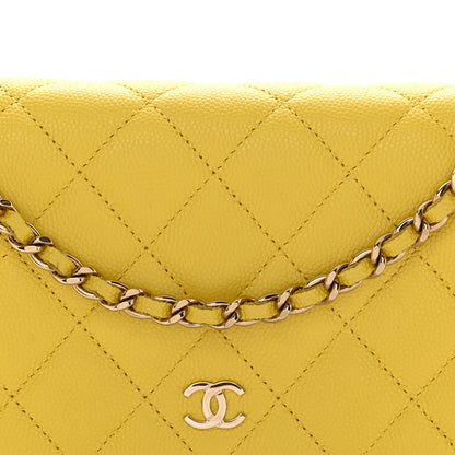 Chanel Caviar Quilted Wallet on Chain WOC Yellow 9 of 12