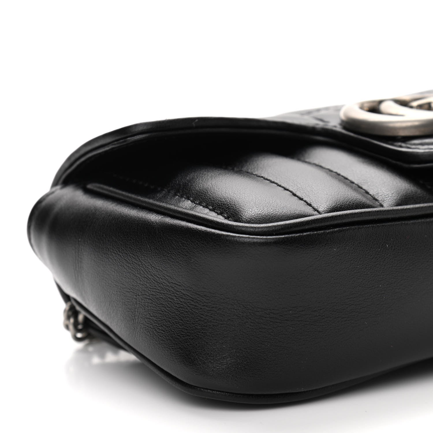 Gucci Calfskin Matelasse Aria Super Mini GG Marmont Shoulder Bag Black 10 of 12