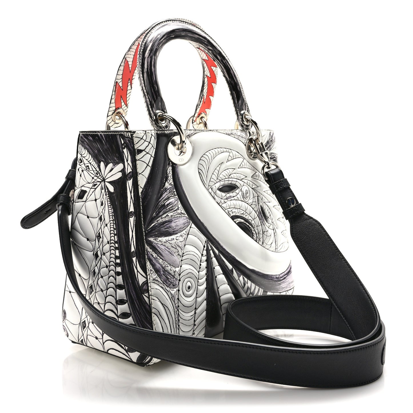 Calfskin Quilted Jack Pierson Art Lady Dior White Black Multicolor