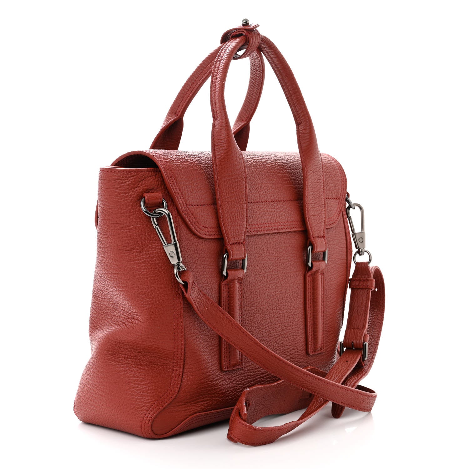 3.1 Phillip Lim Textured Calfskin Medium Pashli Satchel Crimson 3 of 12