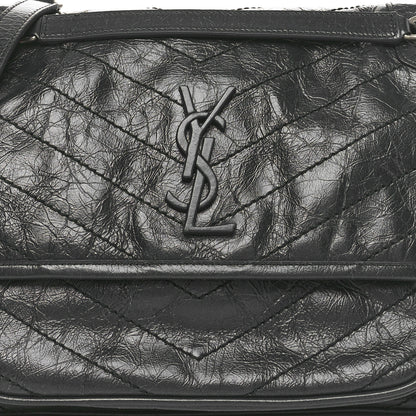 Saint Laurent Crinkled Calfskin Matelasse Monogram Medium Niki Chain Satchel Military Olive 8 of 10