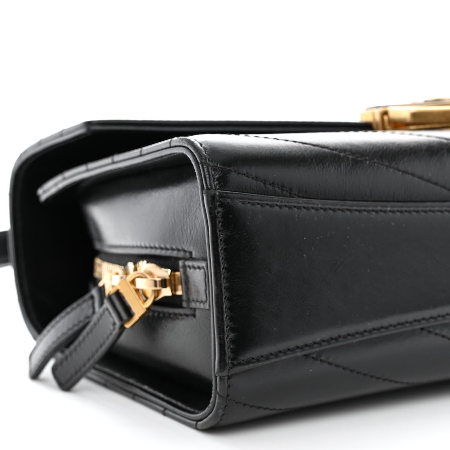 Chanel Calfskin Chevron Quilted Medal Flap Black 9 of 10