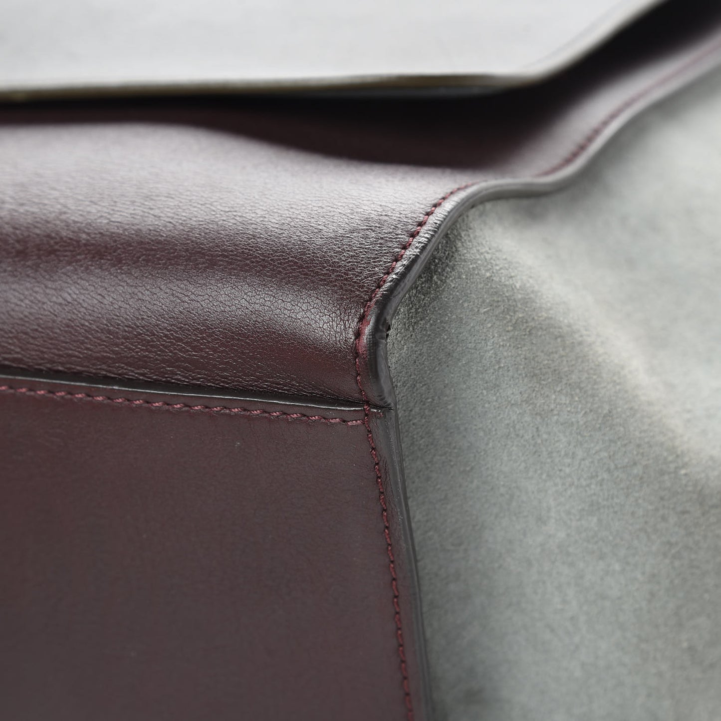 Smooth Calfskin Suede Medium Tri-Color Trapeze Dark Grey