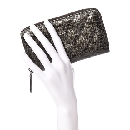 Chanel Caviar Quilted Medium Zip Around Wallet Dark Charcoal 2 of 9