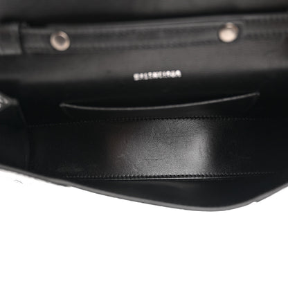 Balenciaga Shiny Calfskin Monochrome Crocodile Embossed Small Hourglass Evening Chain Bag Black 5 of 12