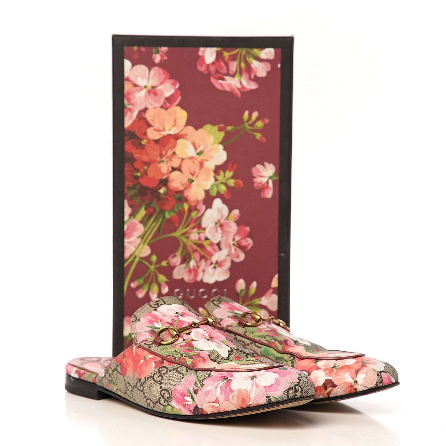 GG Supreme Monogram Blooms Womens Princetown Slippers 42 Beige Multicolor Dry Rose