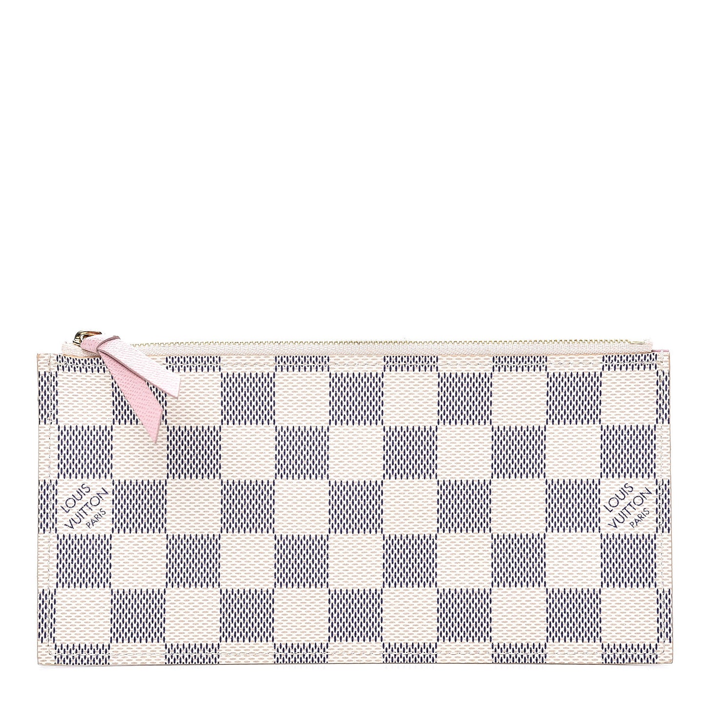 Damier Azur Felicie Chain Wallet Zippered Insert Rose Ballerine