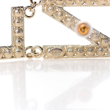Chanel Crystal Cha-Nel Logo Drop Earrings Gold 4 of 5