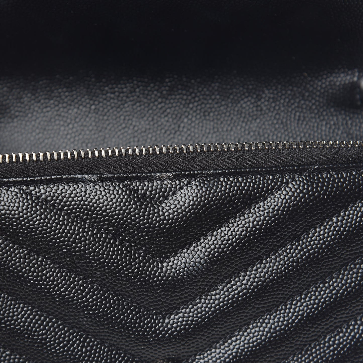 Grain De Poudre Matelasse Chevron Monogram Envelope Chain Wallet Black
