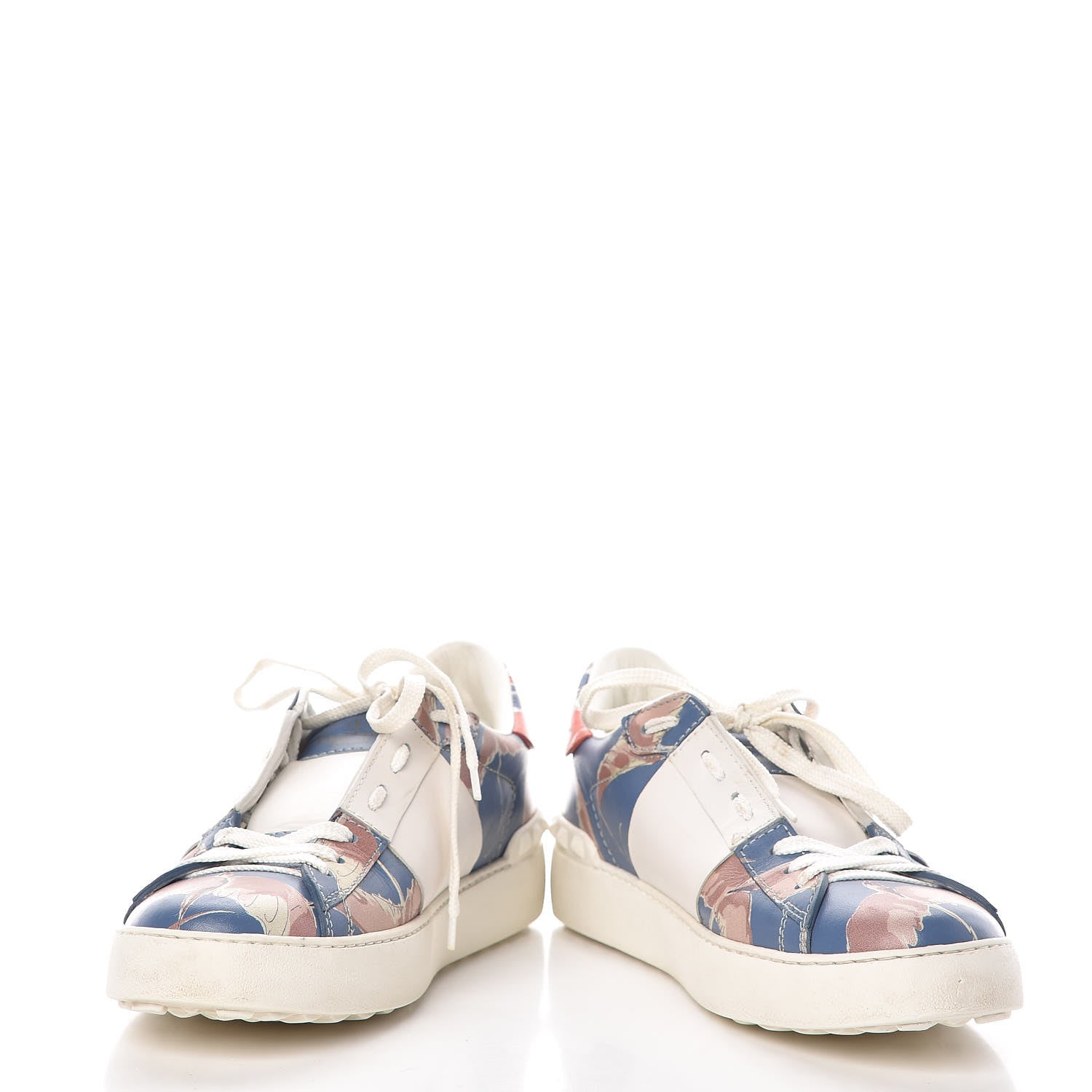 Valentino Garavani Calfskin Japanese Bird Print Rockstud Open Sneakers 39 5 of 16