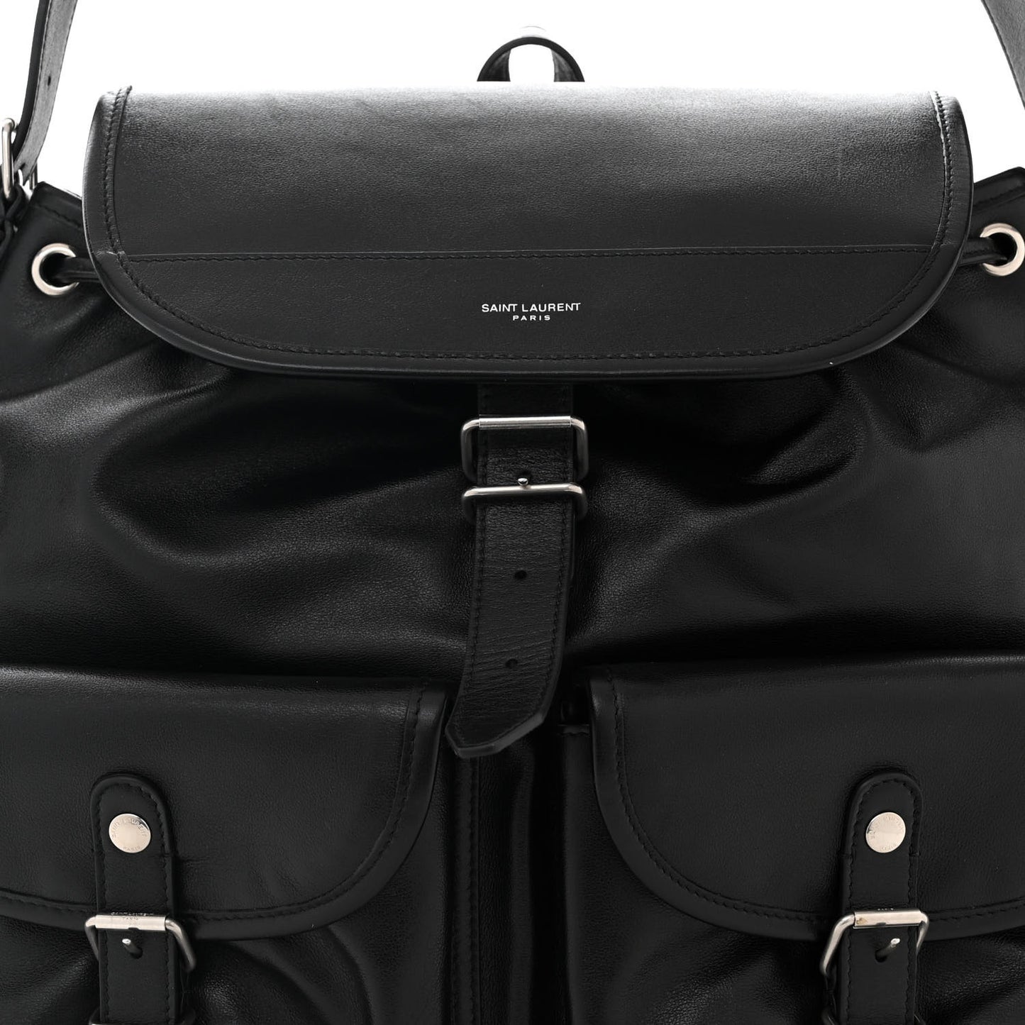 Calfskin Shoulder Backpack Bag Black