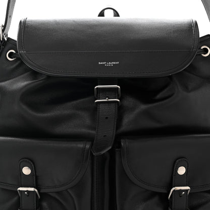 Saint Laurent Calfskin Shoulder Backpack Bag Black 8 of 10