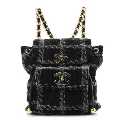Chanel Wool Tweed Elegant Backpack Black Grey 1 of 10