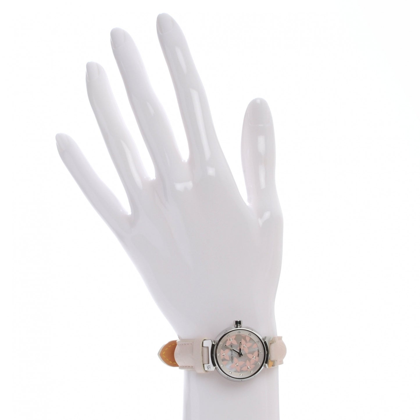 Stainless Steel Douceur Diamond Mother of Pearl 28mm Tambour Lovely Quartz Watch Pink