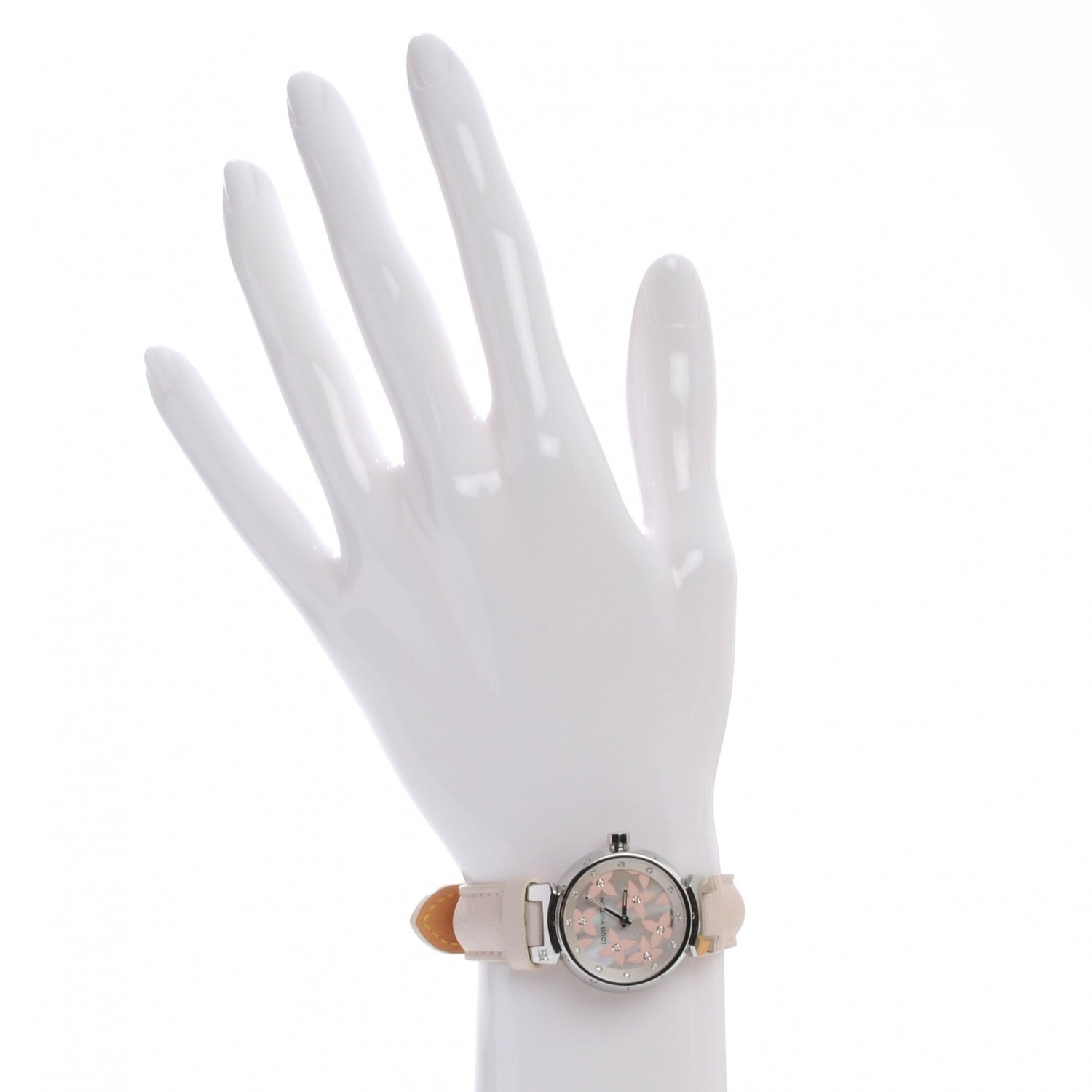 Louis Vuitton Stainless Steel Douceur Diamond Mother of Pearl 28mm Tambour Lovely Quartz Watch Pink 2 of 8