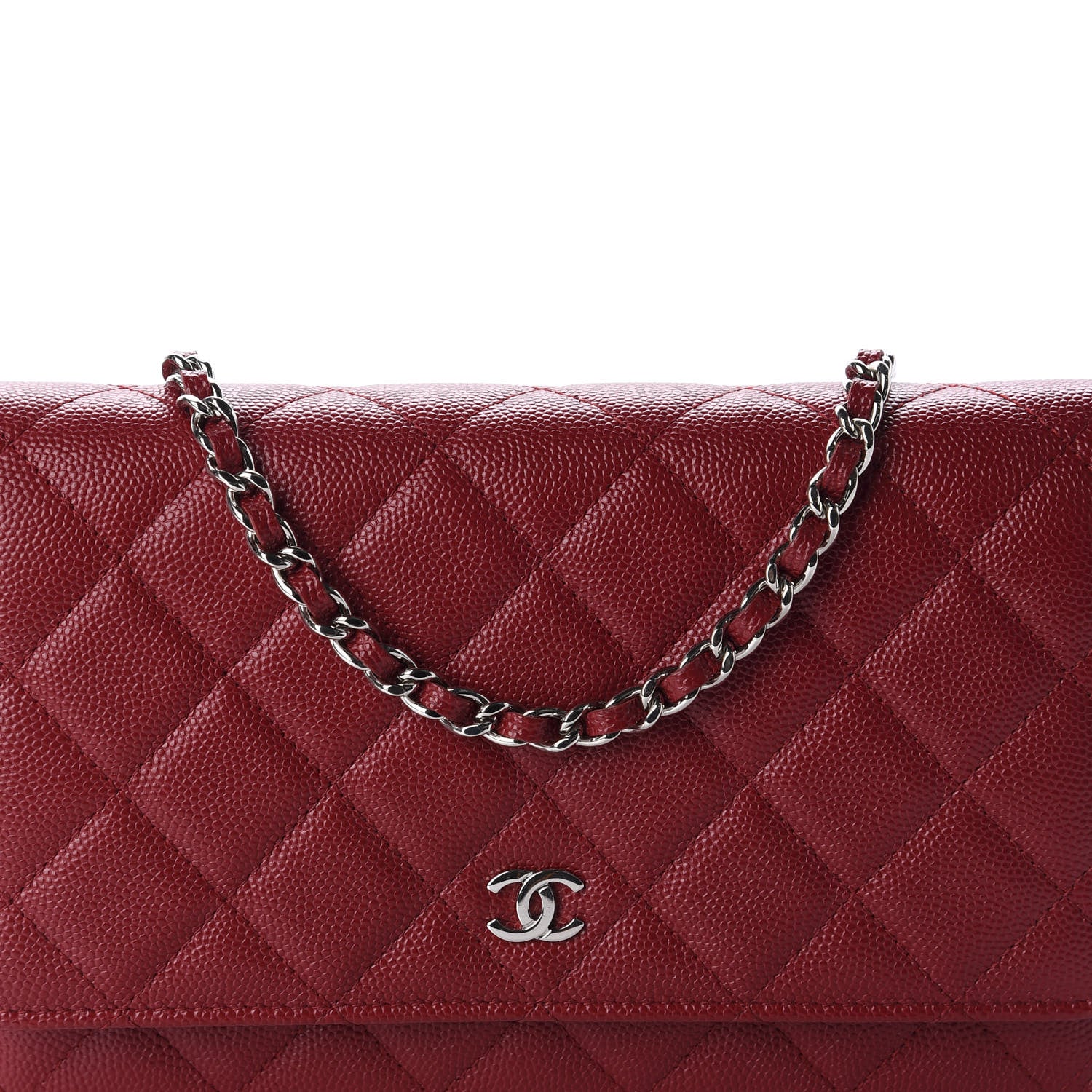 Chanel Caviar Quilted Wallet on Chain WOC Red 11 of 11