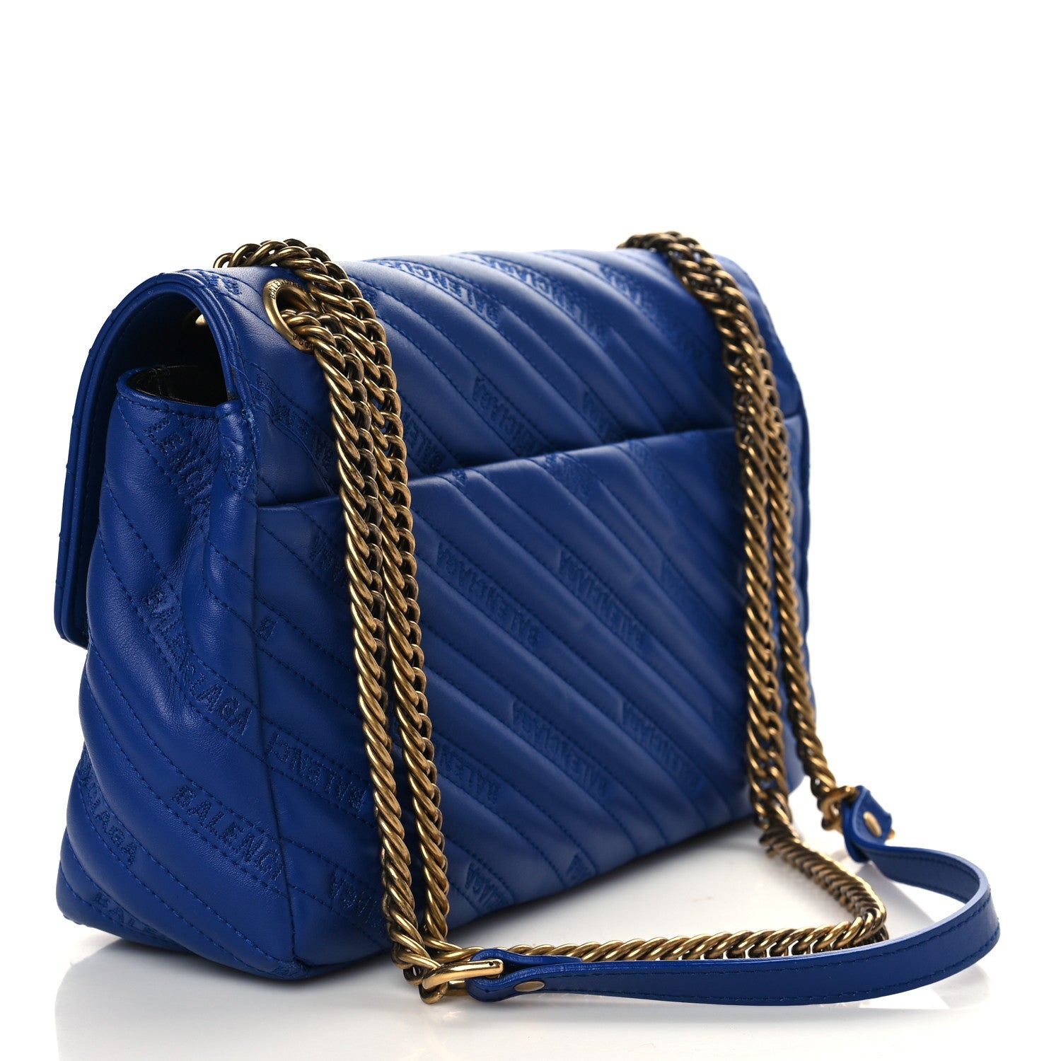 Balenciaga Calfskin Logo Matelasse M BB Round Shoulder Bag Royal Bleu 4 of 10