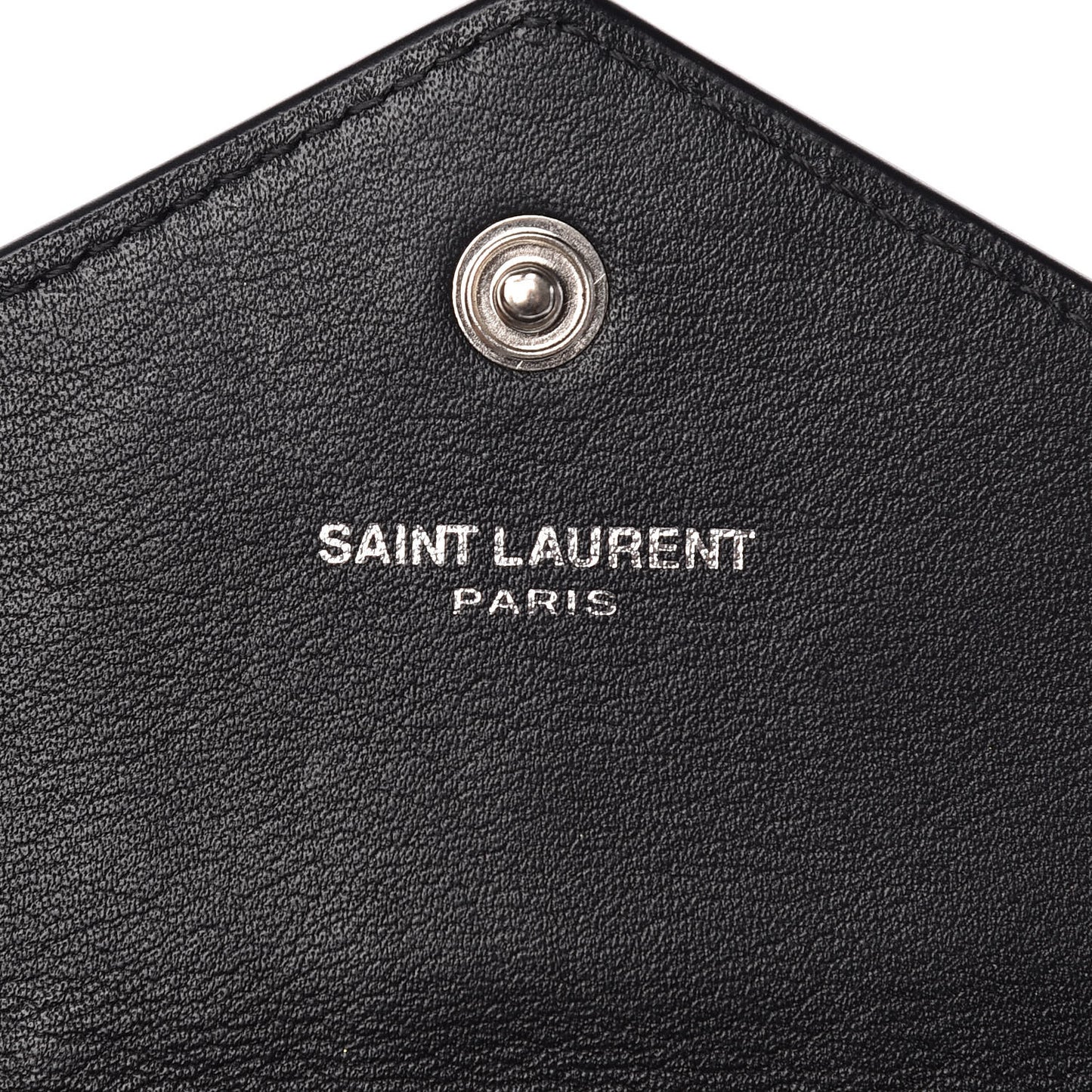 Calfskin Heart Studded Small Envelope Wallet Black