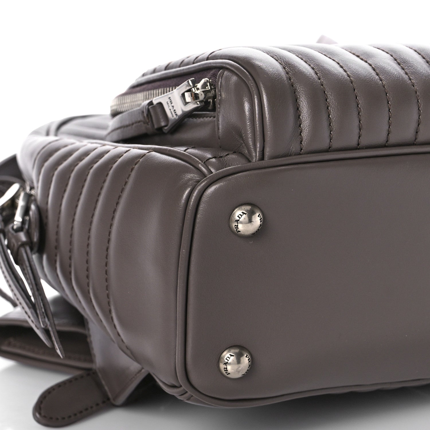 Prada Soft Calfskin Impunture Diagramme Day Backpack Bambu 7 of 8