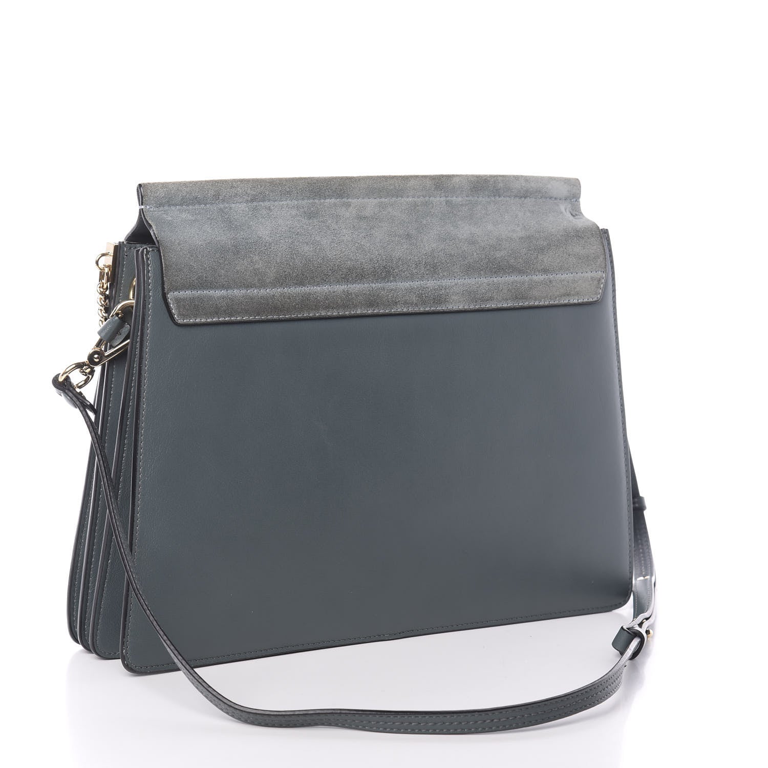 Chloe Suede Calfskin Medium Faye Shoulder Bag Cloudy Blue 3 of 9