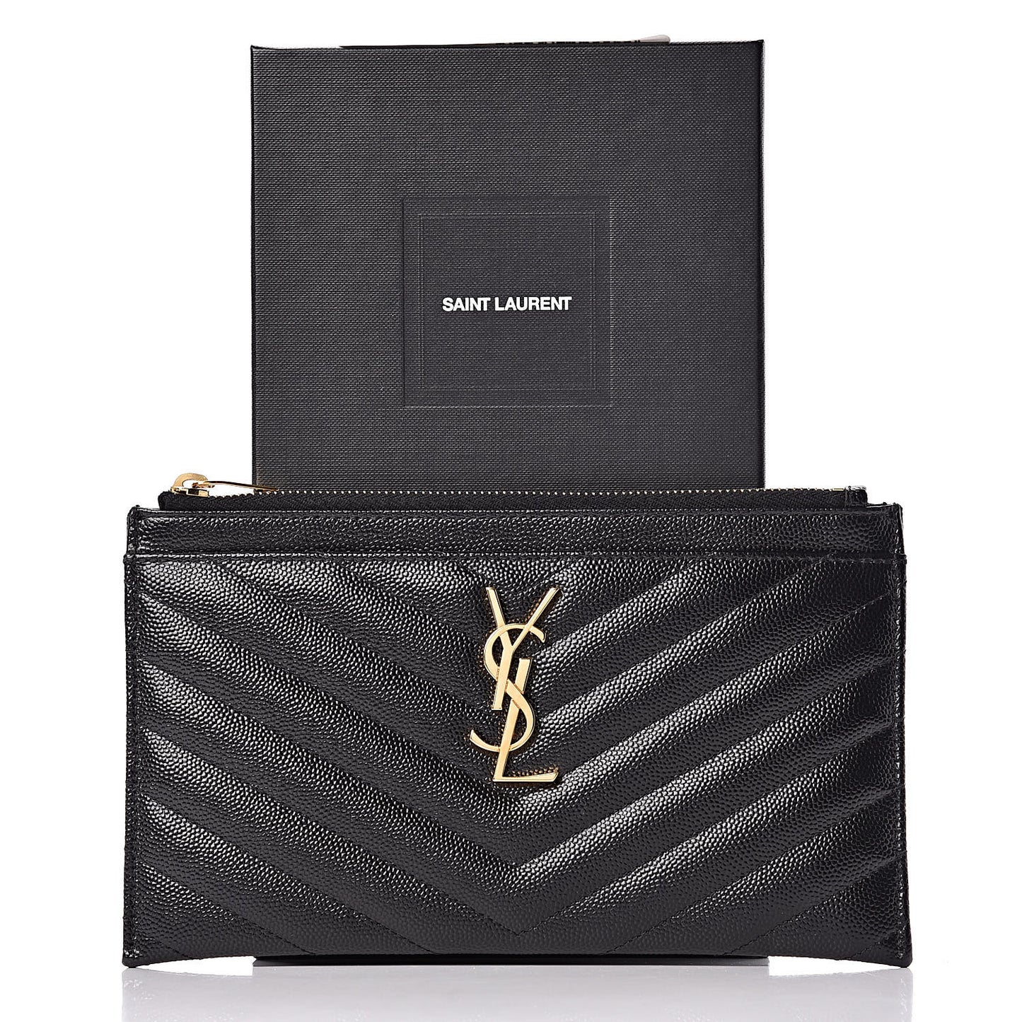 Grain De Poudre Chevron Monogram Bill Pouch Black