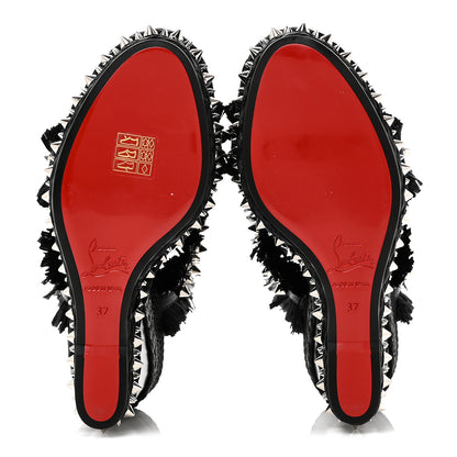 Christian Louboutin Calfskin Raffia Marivodu Sandals 37 Black 7 of 9