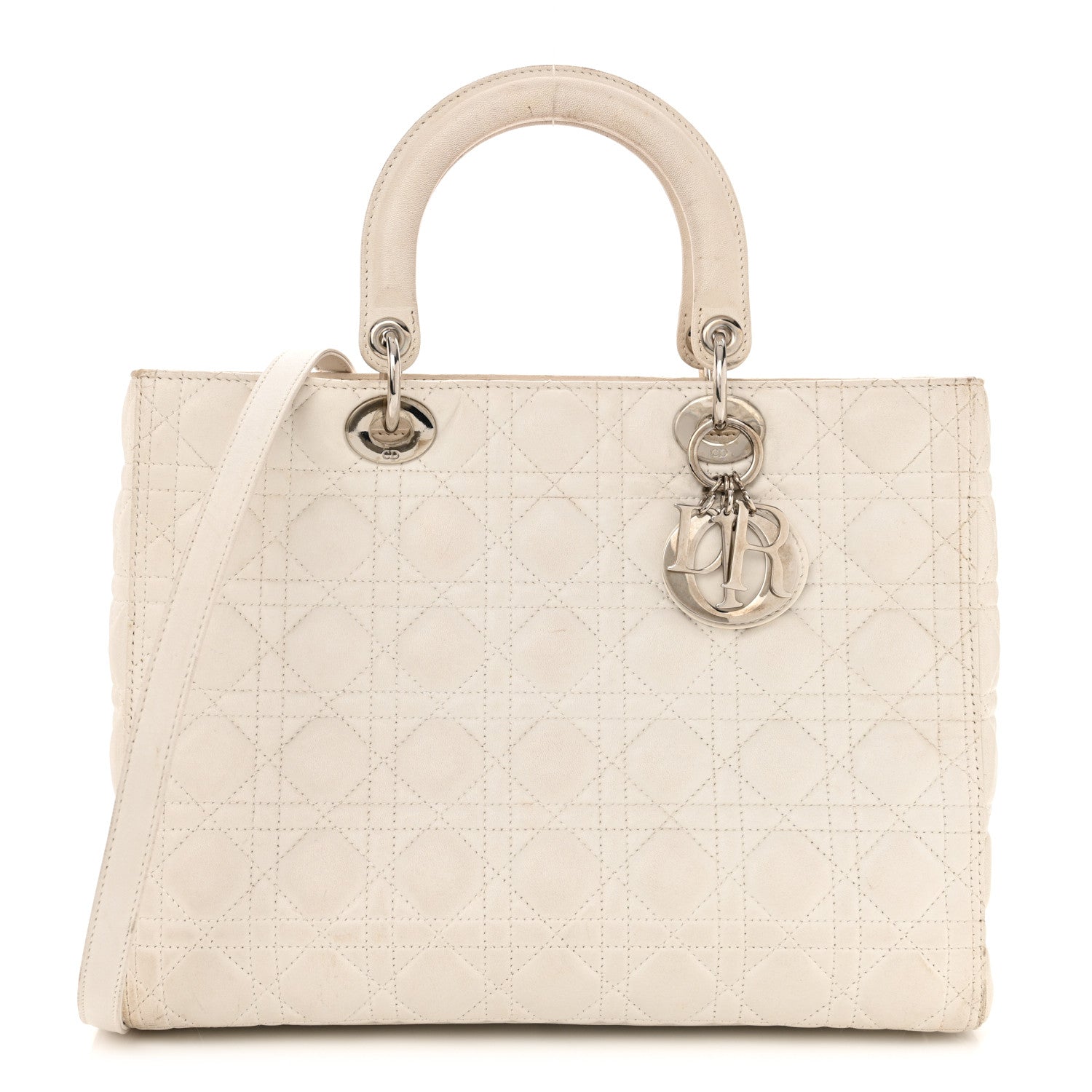 Christian Dior Lambskin Cannage Large Lady Dior White 1 of 24