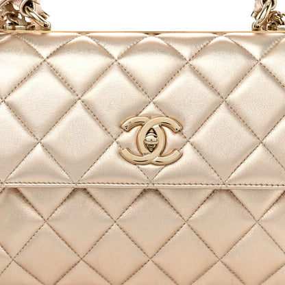 Chanel Metallic Lambskin Quilted Small Trendy CC Flap Dual Handle Bag Gold 8 of 12