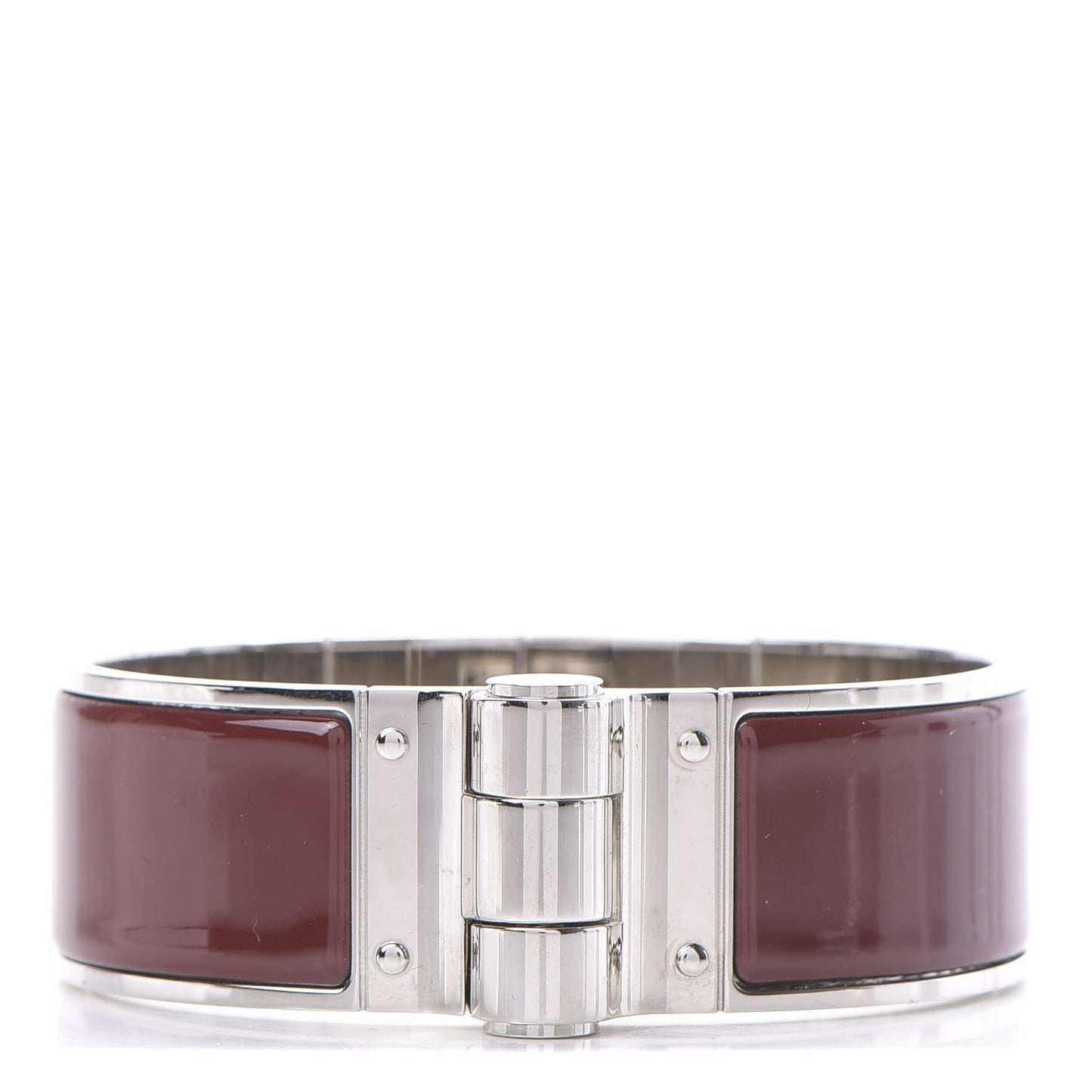 Enamel Charniere Uni Wide Hinged Bracelet M Rouge H