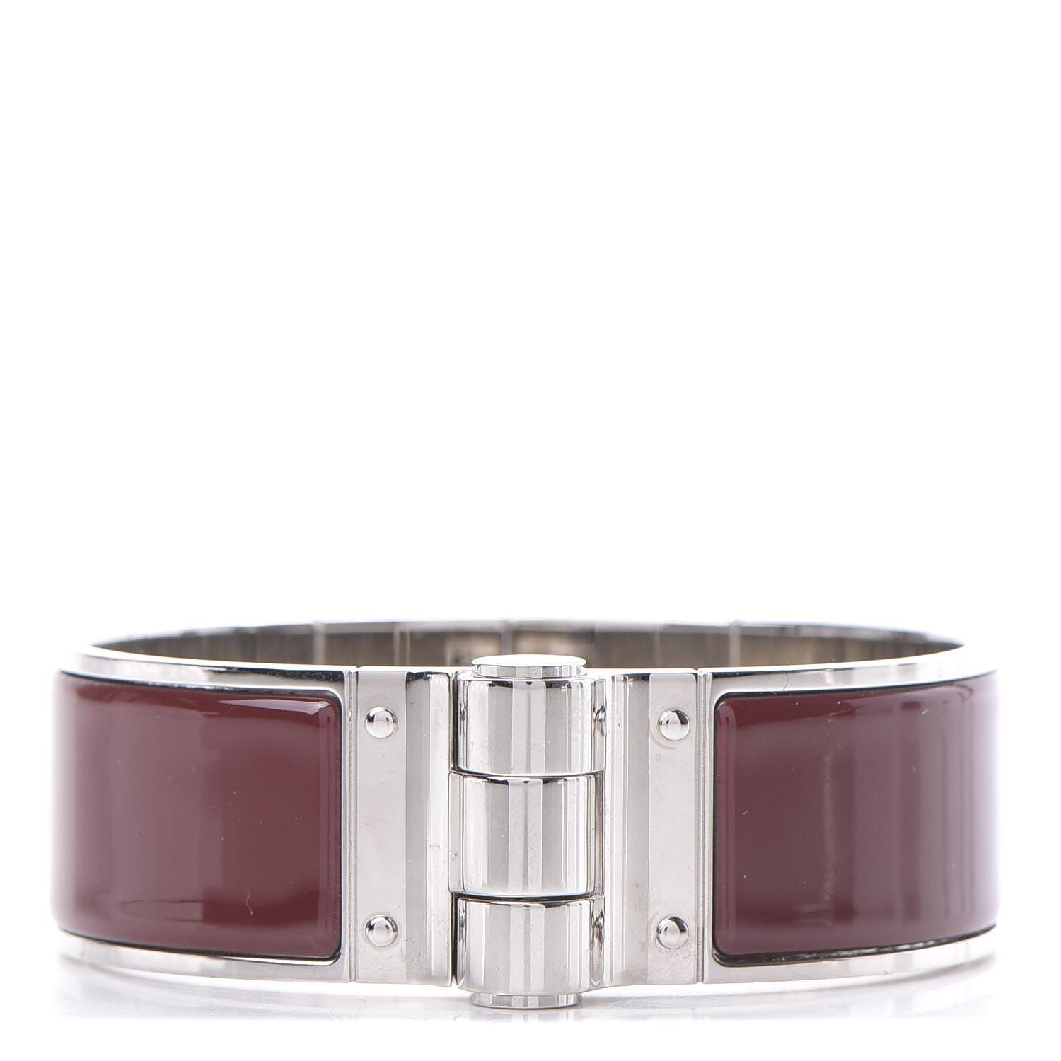 Hermes Enamel Charniere Uni Wide Hinged Bracelet M Rouge H 1 of 5
